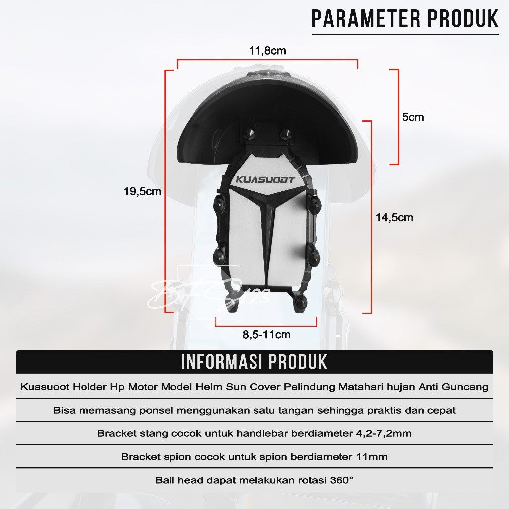 KUASUOOT Holder Hp Motor Model Helm Sun Cover Pelindung Matahari Hujan Anti Guncang EVA Soft Pad