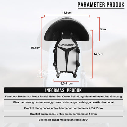 KUASUOOT Holder Hp Motor Model Helm Sun Cover Pelindung Matahari Hujan Anti Guncang EVA Soft Pad