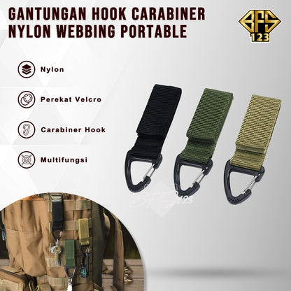 Carabinner Nylon Webbing Gantungan Hook Carabiner Belt Portable