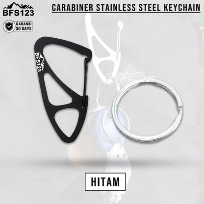 BFS123 Carabiner Stainless Steel Key Chain Clip Plus Ring Bulat Hook Buckle Gantungan Carabiner Multifungsi