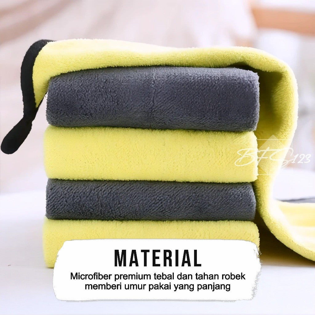 Kain Lap Microfiber Serbaguna Bahan Tebal Yelow Grey Size 30x30Cm 30x40Cm