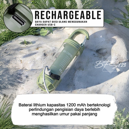 Lampu Lentera Camping LED 2 In 1 6 Mode IPX6 Anti Air Lampu Tenda Senter Baterai Rechargeable 1200 mAh Type-C