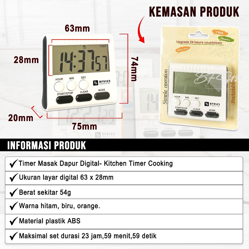 BFS123 Timer Masak Dapur Digital - Kitchen Timer Cooking