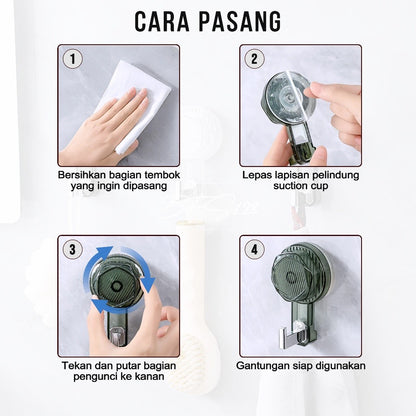 Gantungan Dinding Suction Putar Gantungan Hisap Magic Hook Kamar Mandi Dapur Serbaguna
