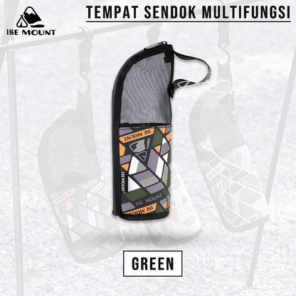 ISE Mount Pouch Camping Cutlery Storage Tempat Sendok Garpu Camping Mesh Bag Portable Multifungsi Outdoor