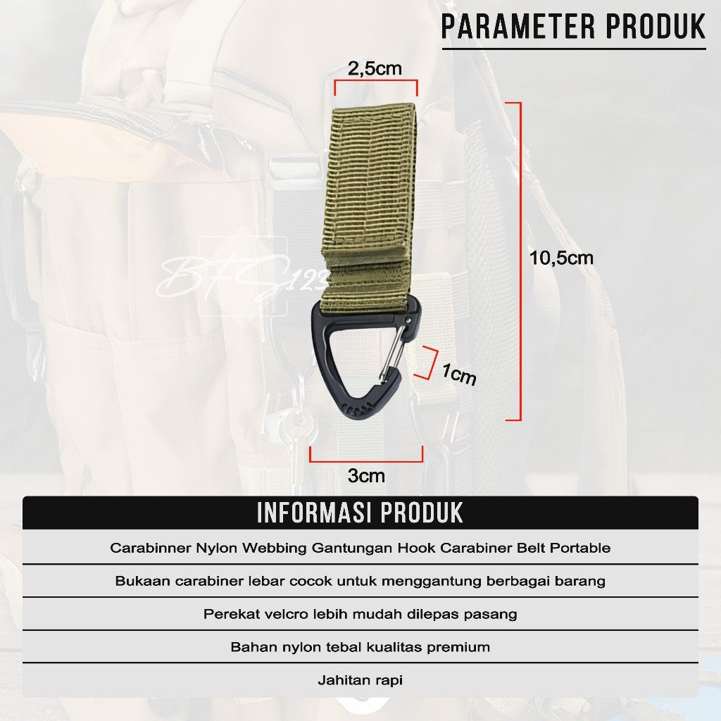 Carabinner Nylon Webbing Gantungan Hook Carabiner Belt Portable