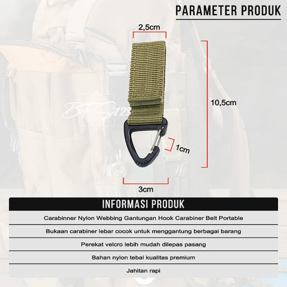 Carabinner Nylon Webbing Gantungan Hook Carabiner Belt Portable