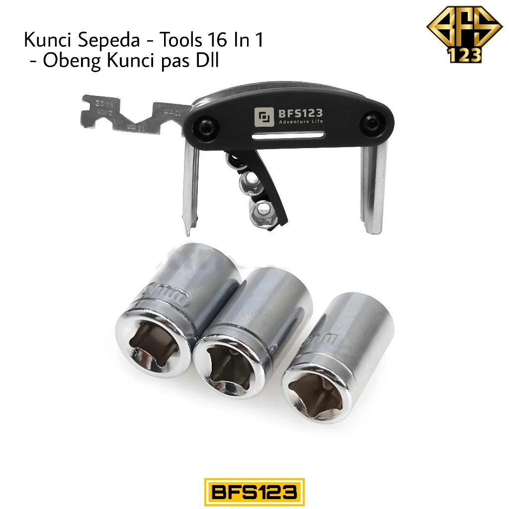 BFS123 Kunci Tools 16 in 1 Bike Toolkit Sepeda Motor Tools Kunci L Obeng Mini Multifungsi