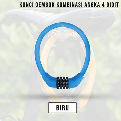 Gembok Sepeda Motor 4 Digit Password Lock 40 Cm Kawat Baja 10 mm Gembok Anti Maling