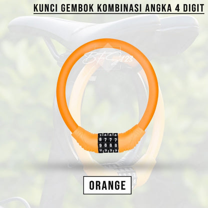 Gembok Sepeda Motor 4 Digit Password Lock 40 Cm Kawat Baja 10 mm Gembok Anti Maling
