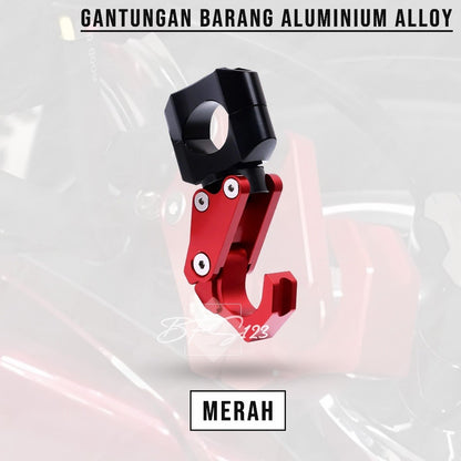 Gantungan Hook Barang Motor Stang PCX Scoopy Model Lipat CNC Alumunium Aloy Cantolan Barang Motor Stang