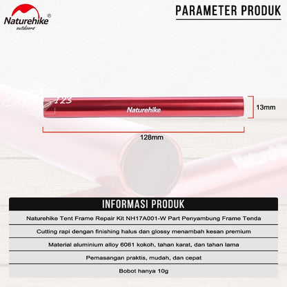 Naturehike Tent Frame Set 4 Pcs Frame Repair Kit NH17A001-W Part Penyambung Frame Tenda Alumunium Aloy