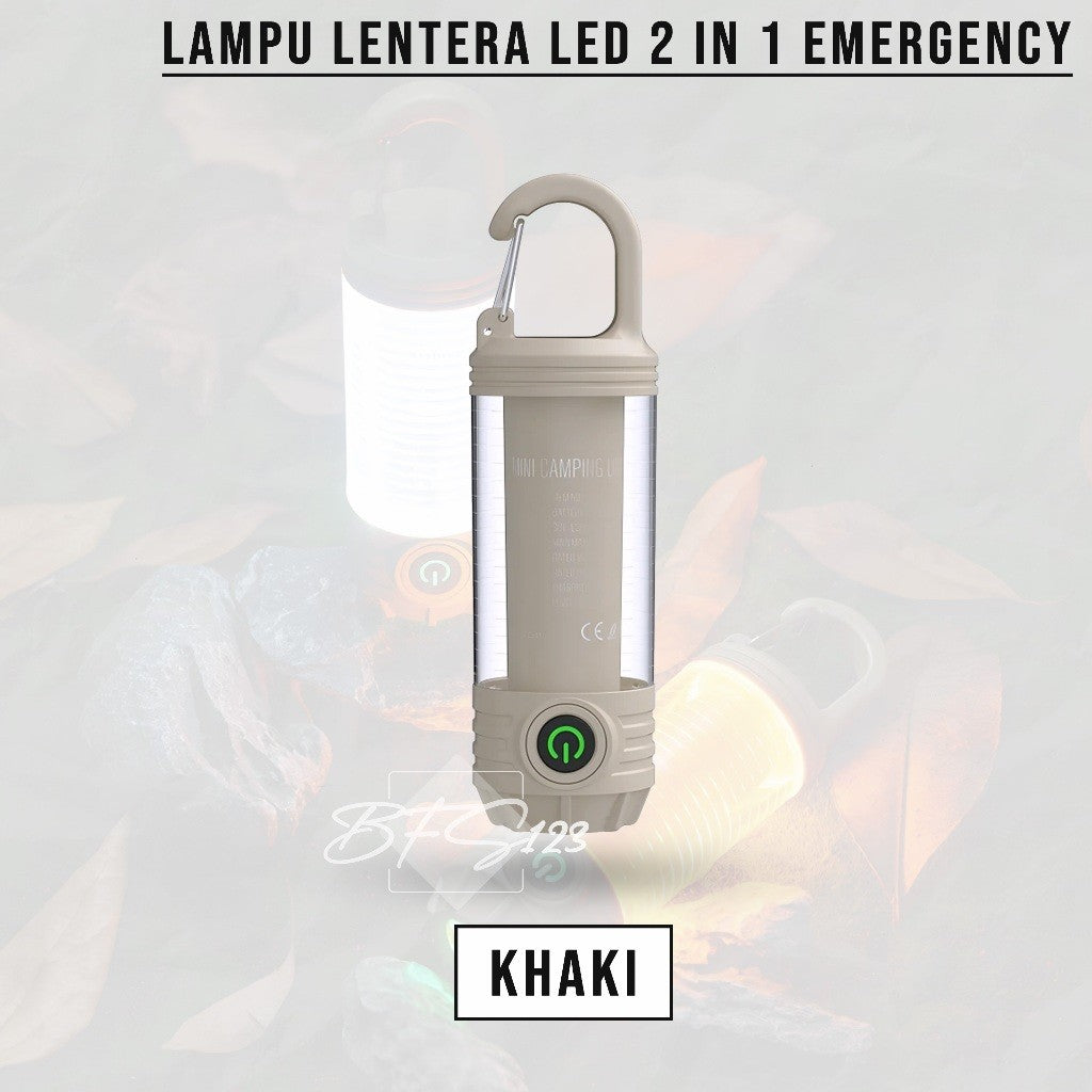 Lampu Lentera Camping LED 2 In 1 6 Mode IPX6 Anti Air Lampu Tenda Senter Baterai Rechargeable 1200 mAh Type-C