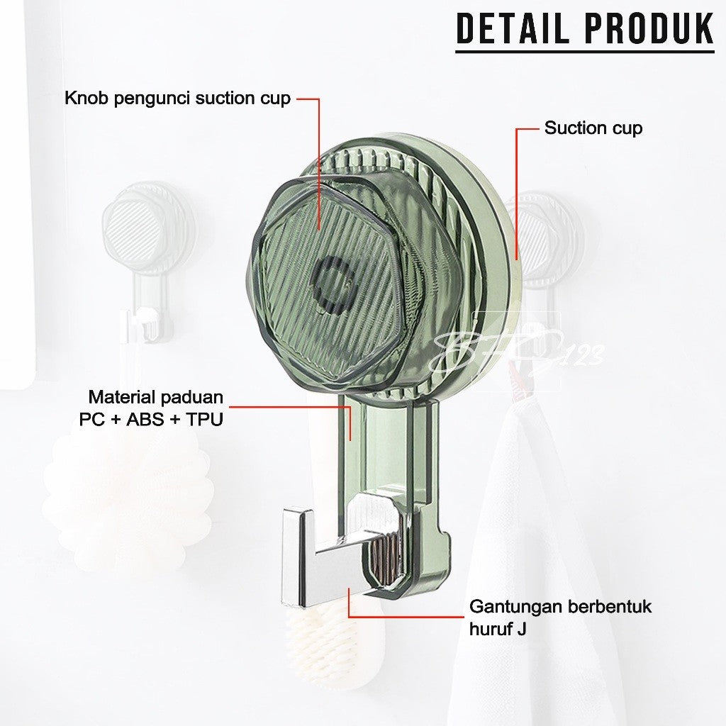 Gantungan Dinding Suction Putar Gantungan Hisap Magic Hook Kamar Mandi Dapur Serbaguna