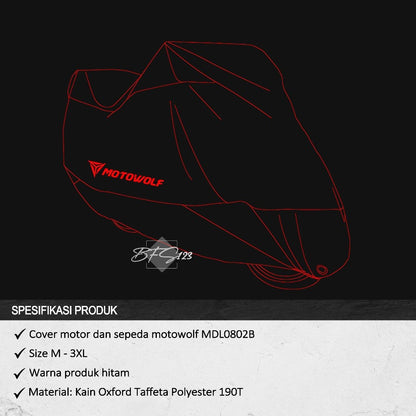 MOTOWOLF MDL0802B Tutup Cover Body Motor Tebal Tahan Debu Cover Body Sepeda Listrik