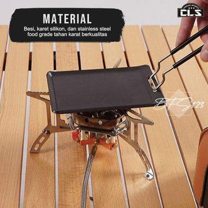 Pan Grill Anti Lengket Portable Camping 1 Set Handle Gagang CLS