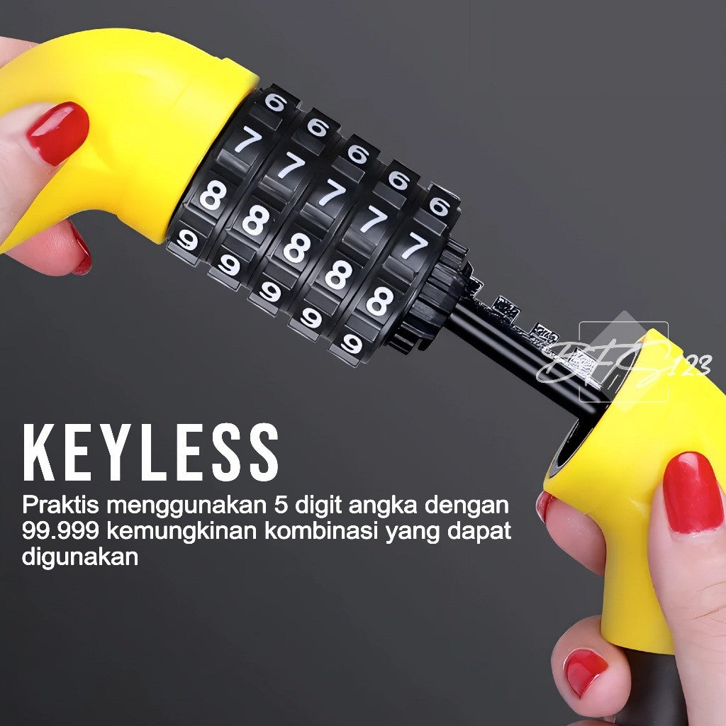 Kunci Gembok Motor Sepeda Kawat Baja 10 mm Lock Waterproof 5 Digit Password 57 Cm