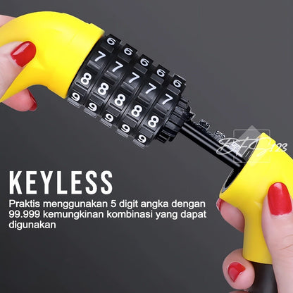 Kunci Gembok Motor Sepeda Kawat Baja 10 mm Lock Waterproof 5 Digit Password 57 Cm