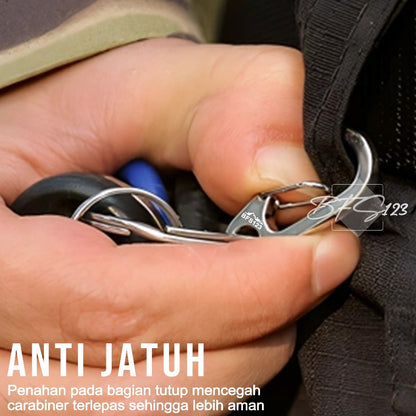 BFS123 Carabiner Keychain D1-typ Plus Ring Bulat Hanging Buckle Gantungan Kunci Outdoor Aluminium Outdoor