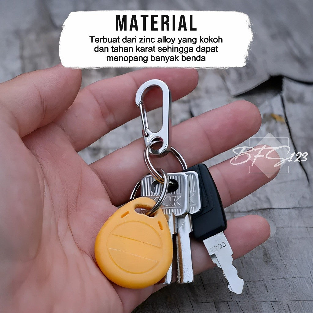 BFS123 Carabiner Keychain D1-typ Plus Ring Bulat Hanging Buckle Gantungan Kunci Outdoor Aluminium Outdoor
