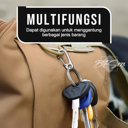 BFS123 Carabiner Keychain D1-typ Plus Ring Bulat Hanging Buckle Gantungan Kunci Outdoor Aluminium Outdoor