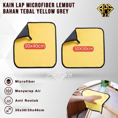 Kain Lap Microfiber Serbaguna Bahan Tebal Yelow Grey Size 30x30Cm 30x40Cm