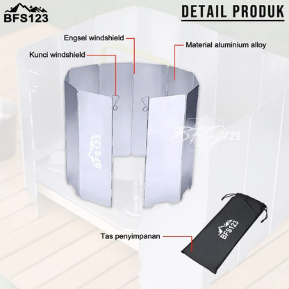 BFS123 Windshield Pelindung Angin Kompor Camping 10 Plat 16 Plat Portable Stove Folding Windshield