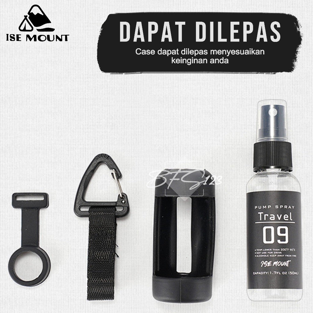 Botol Spray Traveling Free Case Botol Hook Carabinner Kapasitas 50 Ml ISE Mount