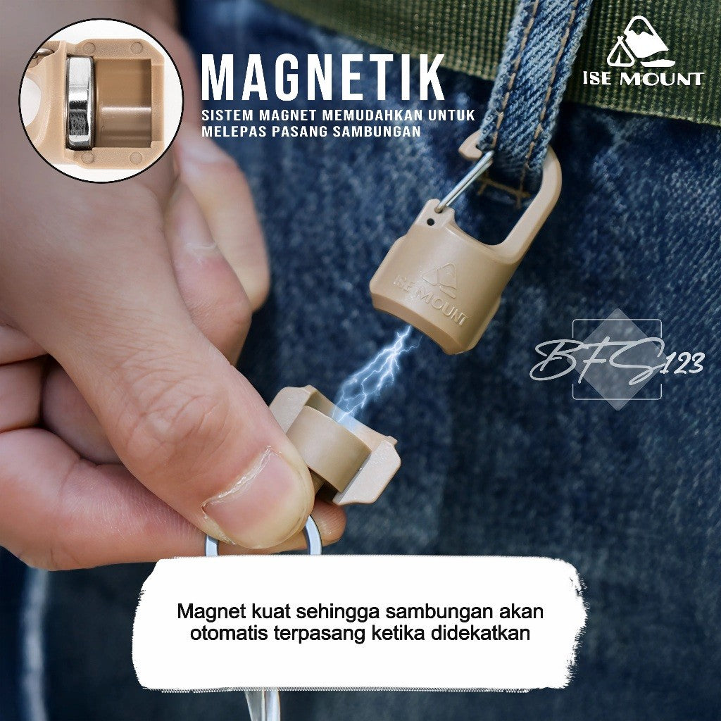 ISE Mount Gantungan Kunci Magnetic Carabiner Quick Release Gantungan Barang Strong Magnet Hook