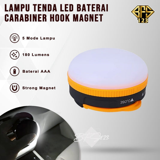 Lampu Tenda LED Baterai Hook Carabiner Magnet