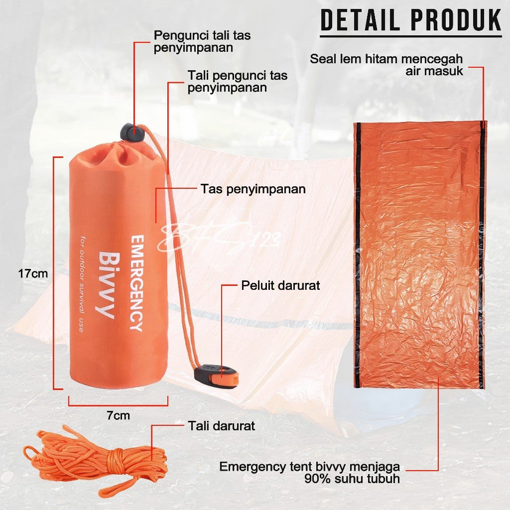 Emergency Tent Bivvy Aluminium Foil 240 cm x 150 cm Emergency Blanket Termal Survival