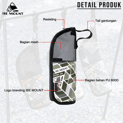 ISE Mount Pouch Camping Cutlery Storage Tempat Sendok Garpu Camping Mesh Bag Portable Multifungsi Outdoor