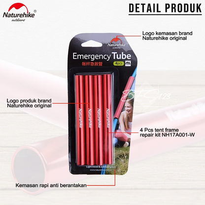 Naturehike Tent Frame Set 4 Pcs Frame Repair Kit NH17A001-W Part Penyambung Frame Tenda Alumunium Aloy