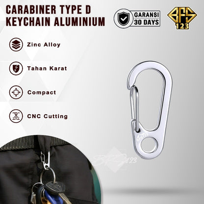 BFS123 Carabiner Keychain D1-typ Plus Ring Bulat Hanging Buckle Gantungan Kunci Outdoor Aluminium Outdoor