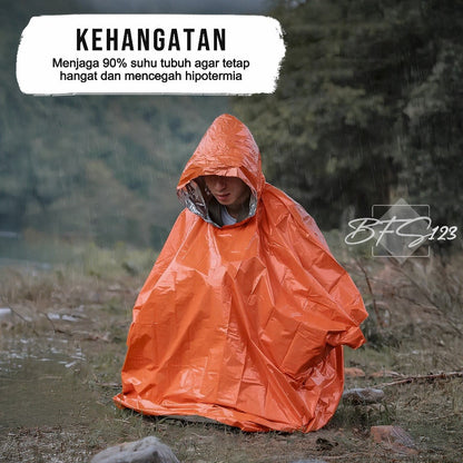 Jas Hujan Ponco Thermal Bivvy Emergency Waterproof Rain Jas Hujan Survival Camping Hiking