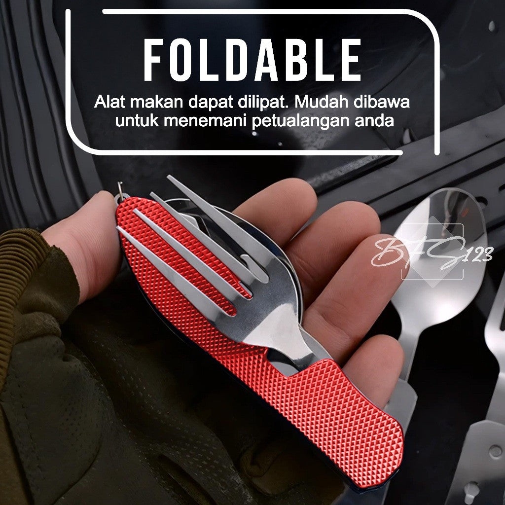 3 in 1 Sendok Garpu Various Tools Camping Hiking Outdoor Plus Storage BAG