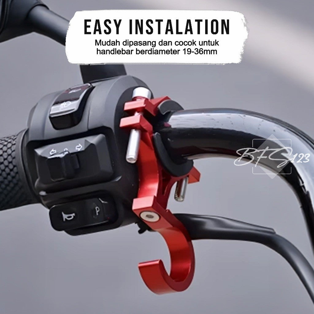 Bracket Tempat Gantungan Kait Hook Cantolan Barang Stang Motor Sepeda Aluminium Aloy