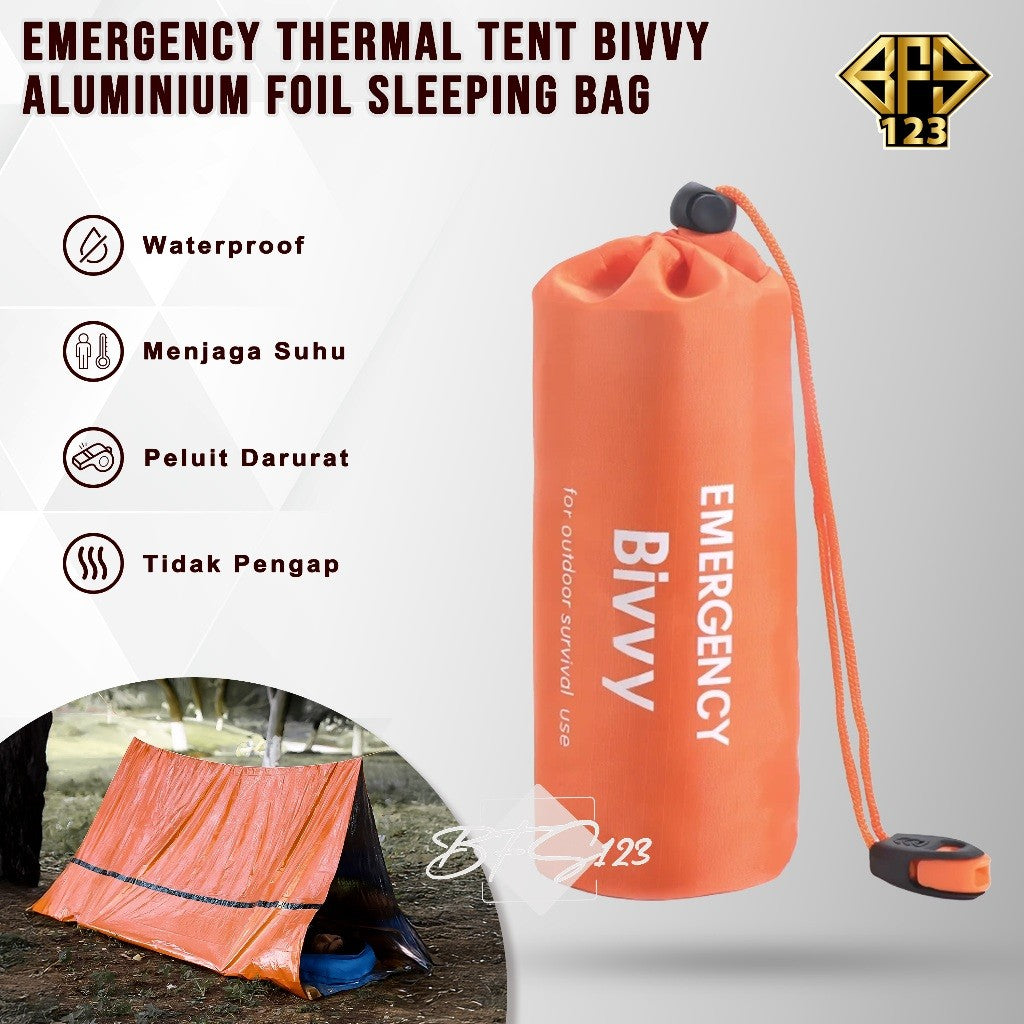 Emergency Tent Bivvy Aluminium Foil 240 cm x 150 cm Emergency Blanket Termal Survival