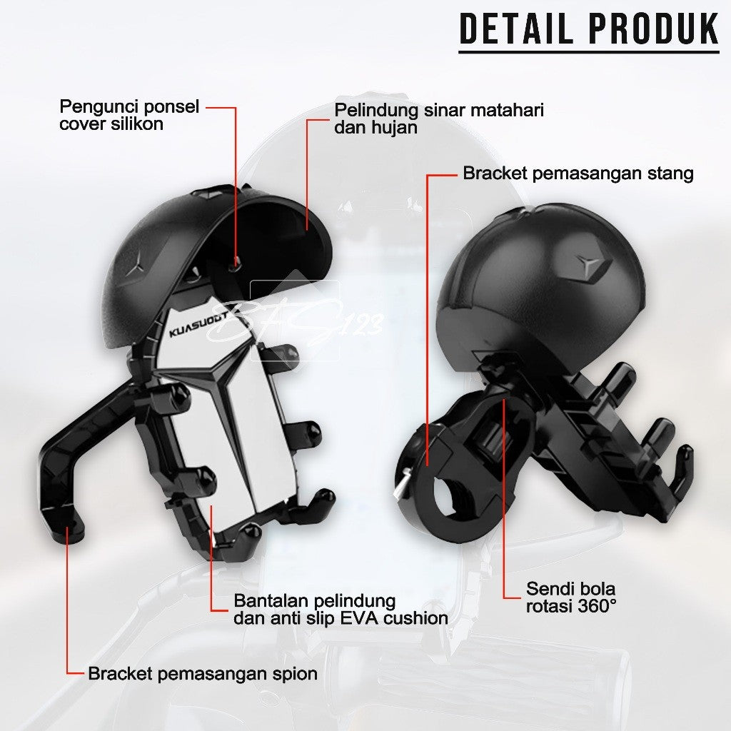 KUASUOOT Holder Hp Motor Model Helm Sun Cover Pelindung Matahari Hujan Anti Guncang EVA Soft Pad