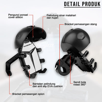 KUASUOOT Holder Hp Motor Model Helm Sun Cover Pelindung Matahari Hujan Anti Guncang EVA Soft Pad