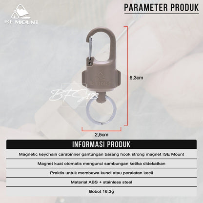 ISE Mount Gantungan Kunci Magnetic Carabiner Quick Release Gantungan Barang Strong Magnet Hook