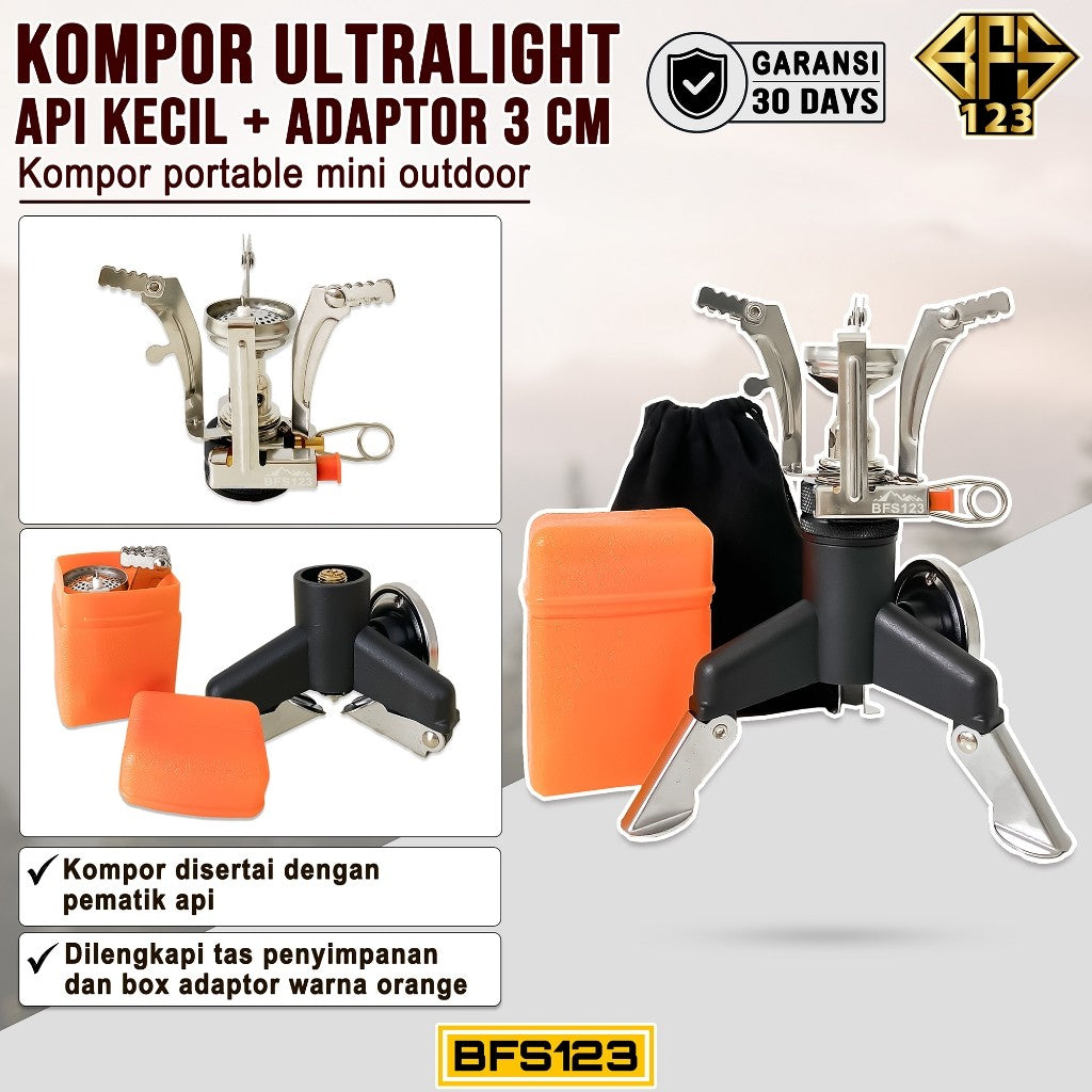 BFS123 Kompor Ultralight Api Kecil + Adaptor Diameter 3 Cm