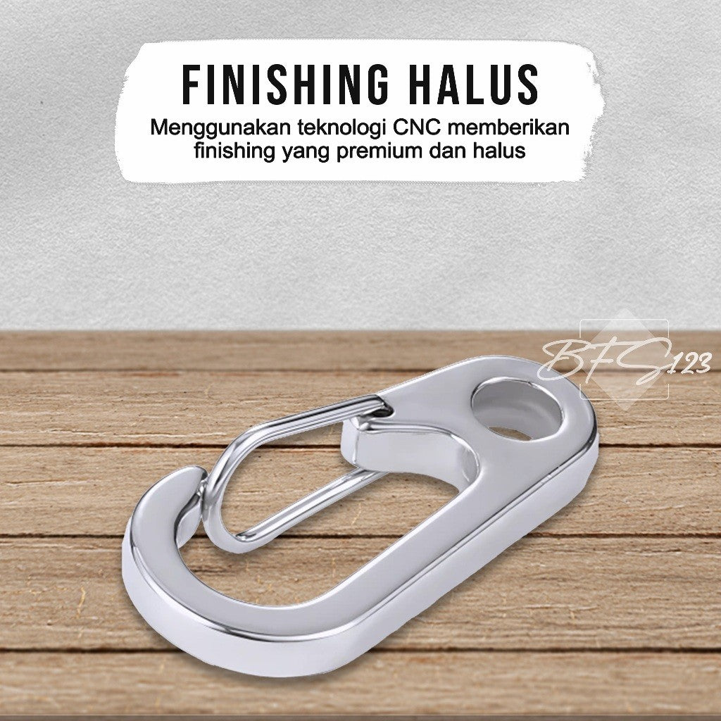 BFS123 Carabiner Keychain D1-typ Plus Ring Bulat Hanging Buckle Gantungan Kunci Outdoor Aluminium Outdoor