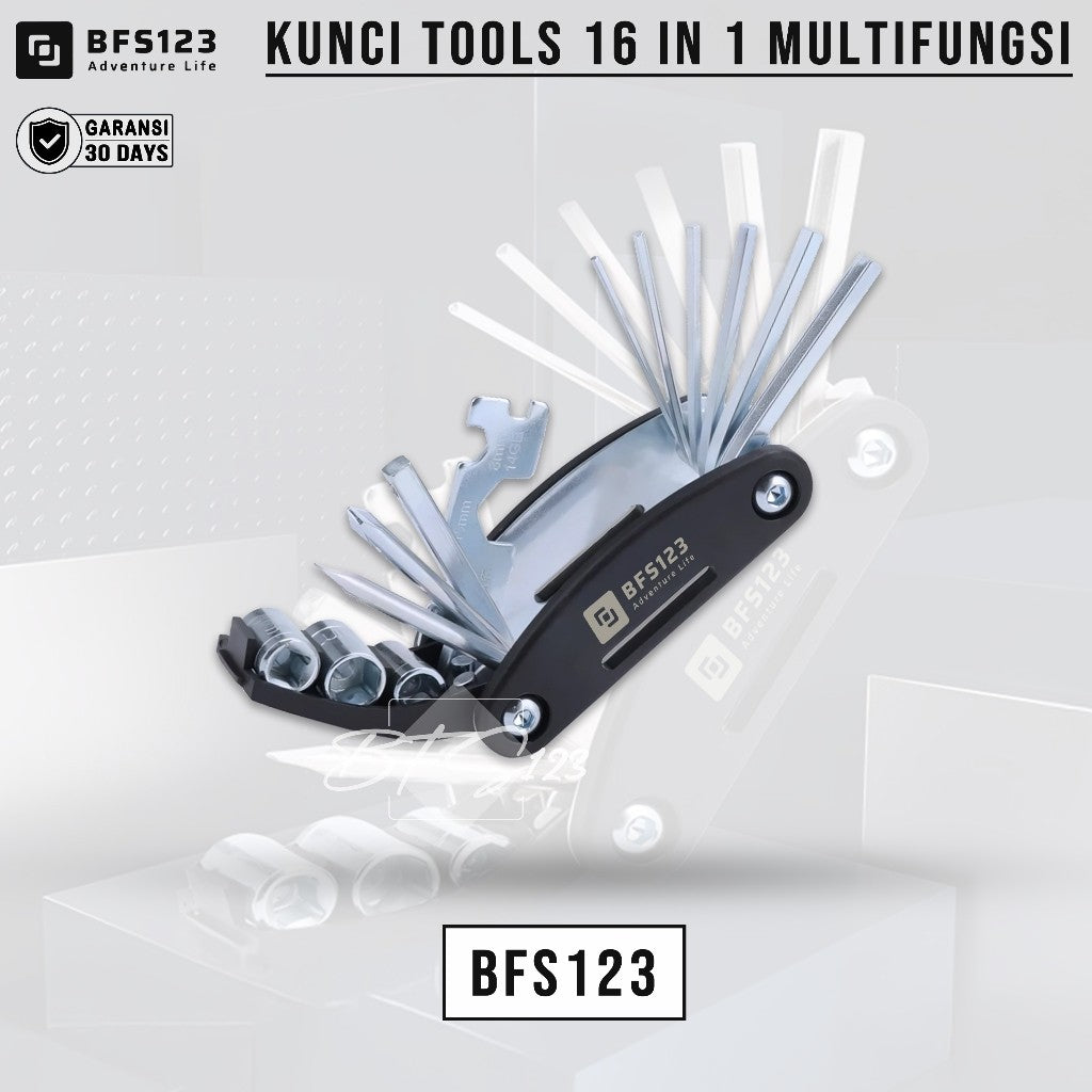 BFS123 Kunci Tools 16 in 1 Bike Toolkit Sepeda Motor Tools Kunci L Obeng Mini Multifungsi