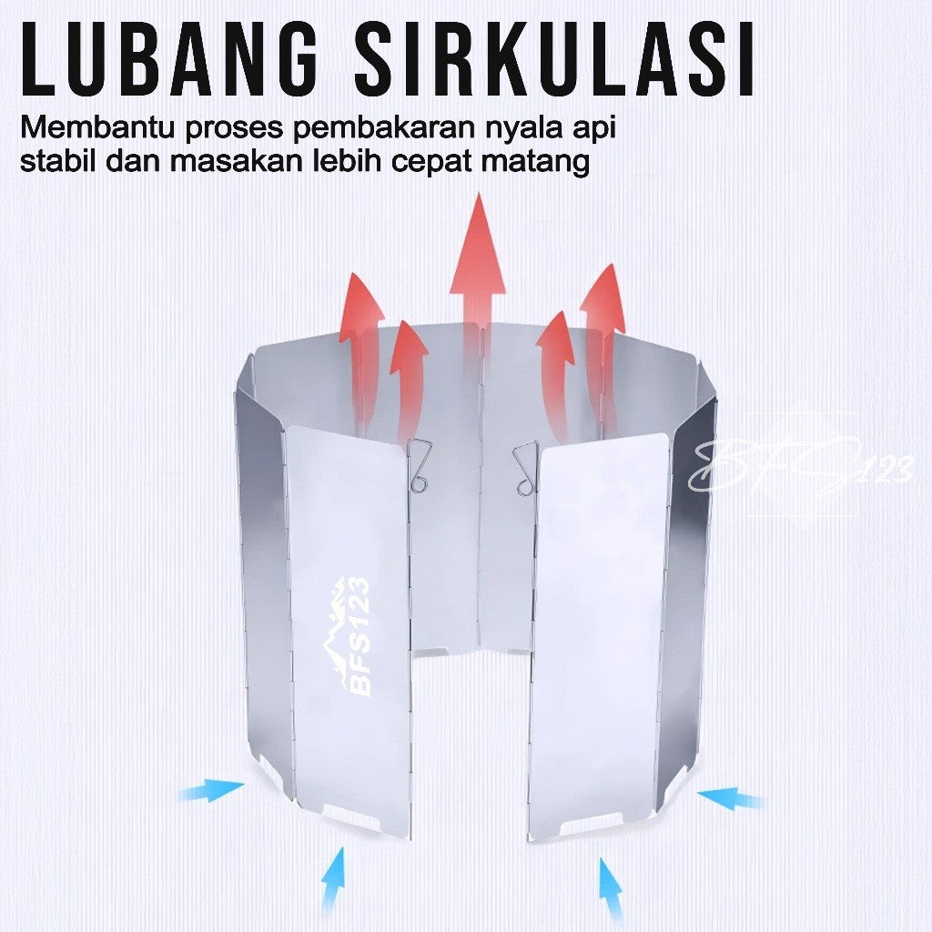 BFS123 Windshield Pelindung Angin Kompor Camping 10 Plat 16 Plat Portable Stove Folding Windshield