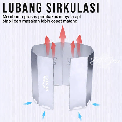 BFS123 Windshield Pelindung Angin Kompor Camping 10 Plat 16 Plat Portable Stove Folding Windshield