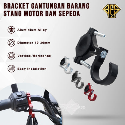 Bracket Tempat Gantungan Kait Hook Cantolan Barang Stang Motor Sepeda Aluminium Aloy