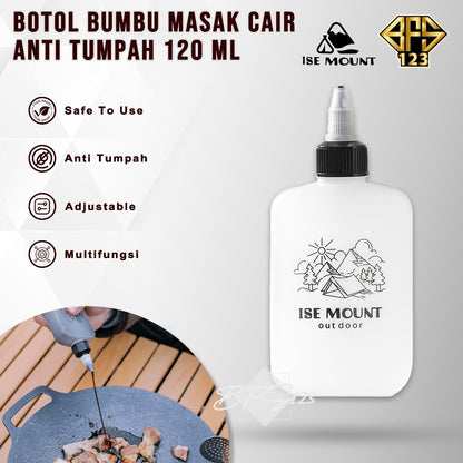 Botol Oil Saos Kecap Camping 120 ml Drat Penutup Anti Tumpah Ise Mount