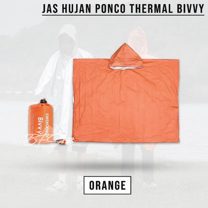 Jas Hujan Ponco Thermal Bivvy Emergency Waterproof Rain Jas Hujan Survival Camping Hiking