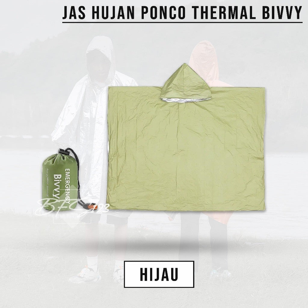 Jas Hujan Ponco Thermal Bivvy Emergency Waterproof Rain Jas Hujan Survival Camping Hiking